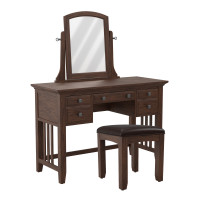 OSP Home Furnishings BP-4201-056K Modern Mission Vanity/Mirror and Bench Set in Vintage Oak Finish